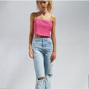 Zara Flowy Crop Top, Fuschia, Size M